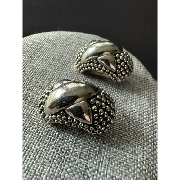 Vintage Clip On Earrings Silver Tone Casual Minimalist Career Modernist - Picture 4 of 4